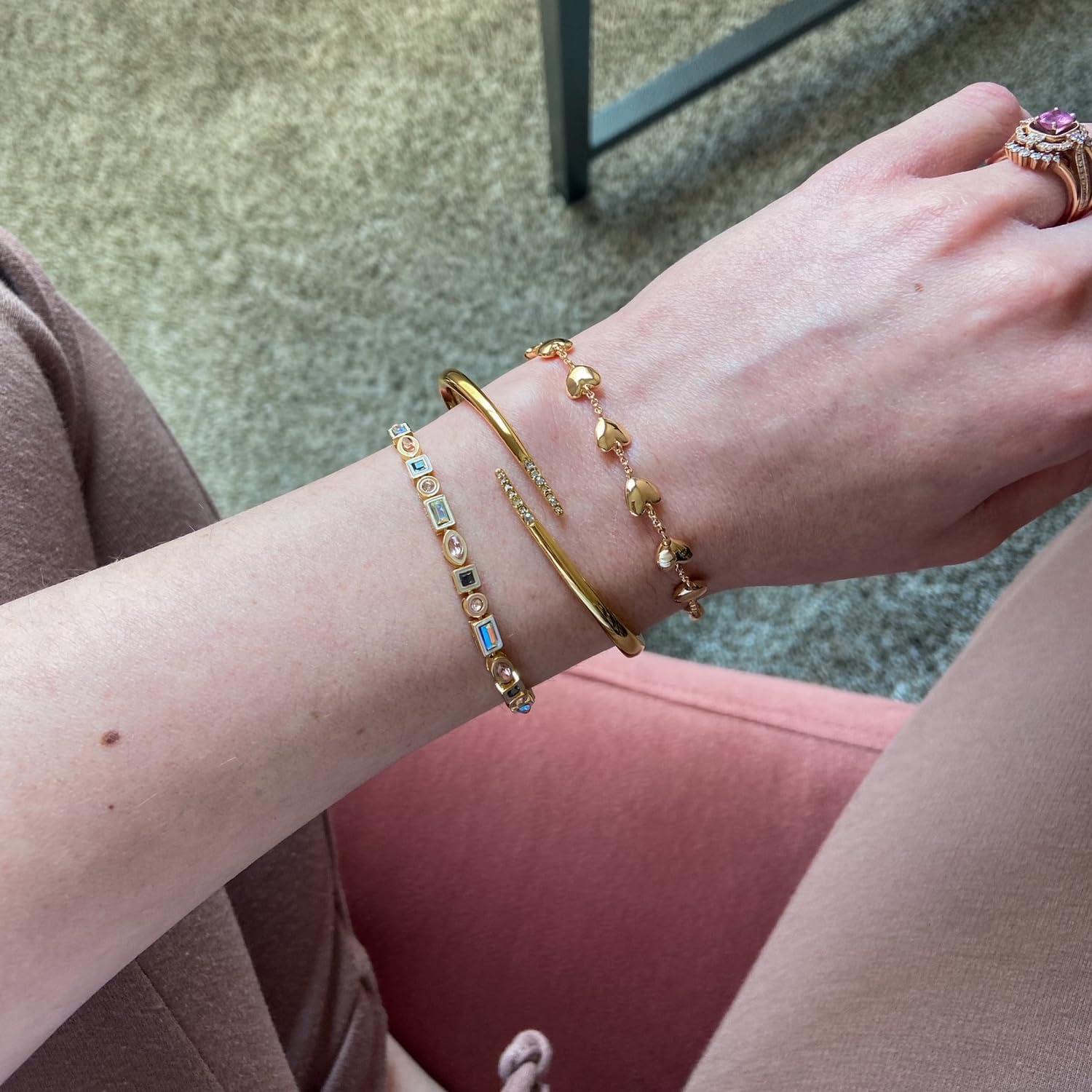 image:imageBaubleBar Kayden GoldPlated Brass Tennis Bracelet for Women Trendy Chic amp Hypoallergenic GoldPlated Tennis Bracelet Beautiful Cubic Zirconia Stones in Mixed ShapesNeutral Tones