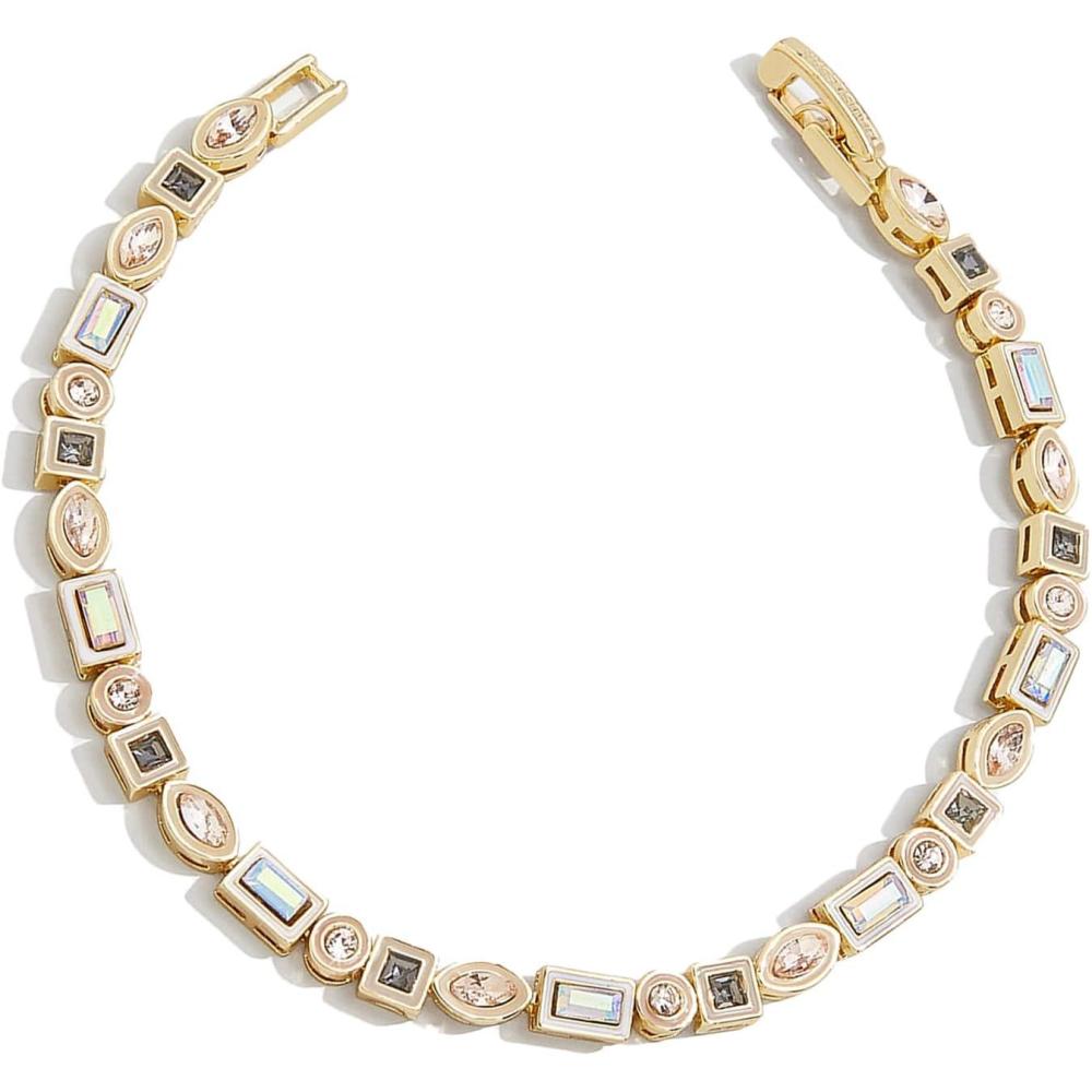 image:imageBaubleBar Kayden GoldPlated Brass Tennis Bracelet for Women  Trendy Chic amp Hypoallergenic GoldPlated Tennis Bracelet Beautiful Cubic Zirconia Stones in Mixed ShapesNeutral Tones