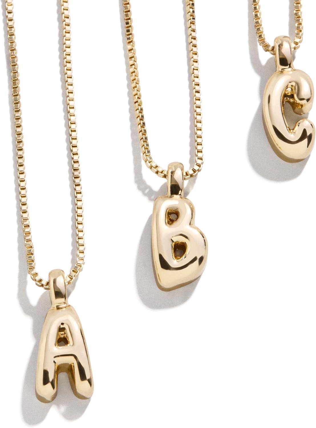 image:imageBaubleBar GoldPlated Initial Necklace Bubble or Signature Letter Pendant 17Inch Chain Necklace with Lobster Clasp Fashion Jewelry Perfect Personalized Gift for WomenR