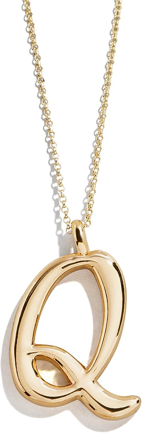 image:imageBaubleBar GoldPlated Initial Necklace Bubble or Signature Letter Pendant 17Inch Chain Necklace with Lobster Clasp Fashion Jewelry Perfect Personalized Gift for WomenQ