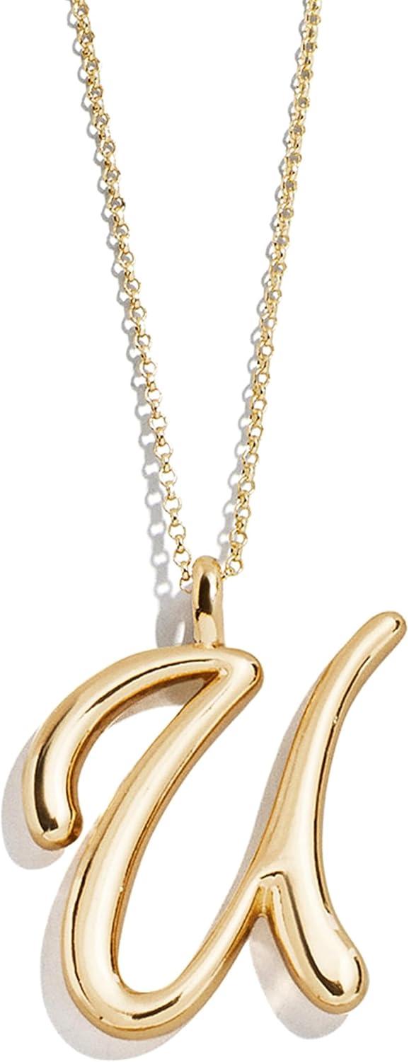 image:imageBaubleBar GoldPlated Initial Necklace Bubble or Signature Letter Pendant 17Inch Chain Necklace with Lobster Clasp Fashion Jewelry Perfect Personalized Gift for WomenU