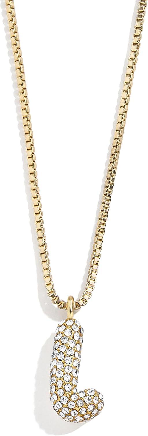 image:imageBaubleBar GoldPlated Initial Necklace Bubble or Signature Letter Pendant 17Inch Chain Necklace with Lobster Clasp Fashion Jewelry Perfect Personalized Gift for WomenL