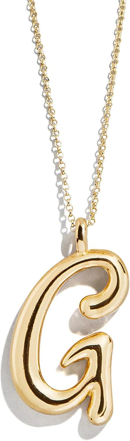 image:imageBaubleBar GoldPlated Initial Necklace Bubble or Signature Letter Pendant 17Inch Chain Necklace with Lobster Clasp Fashion Jewelry Perfect Personalized Gift for WomenG