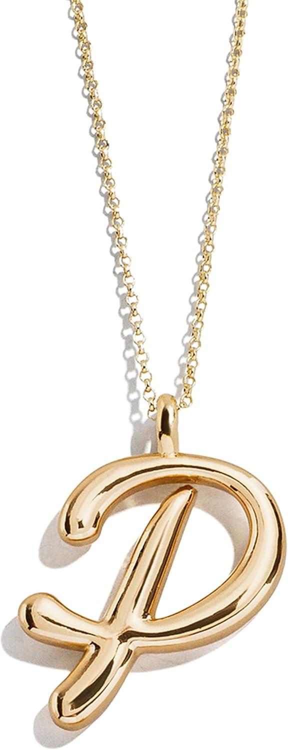image:imageBaubleBar GoldPlated Initial Necklace Bubble or Signature Letter Pendant 17Inch Chain Necklace with Lobster Clasp Fashion Jewelry Perfect Personalized Gift for WomenP