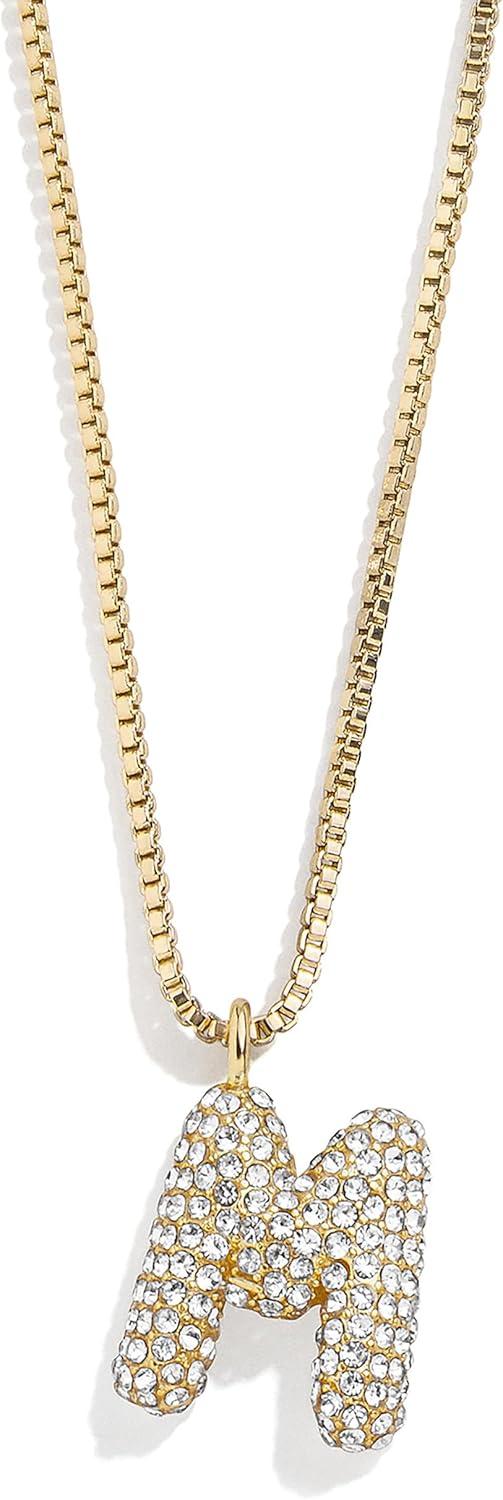image:imageBaubleBar GoldPlated Initial Necklace Bubble or Signature Letter Pendant 17Inch Chain Necklace with Lobster Clasp Fashion Jewelry Perfect Personalized Gift for WomenM