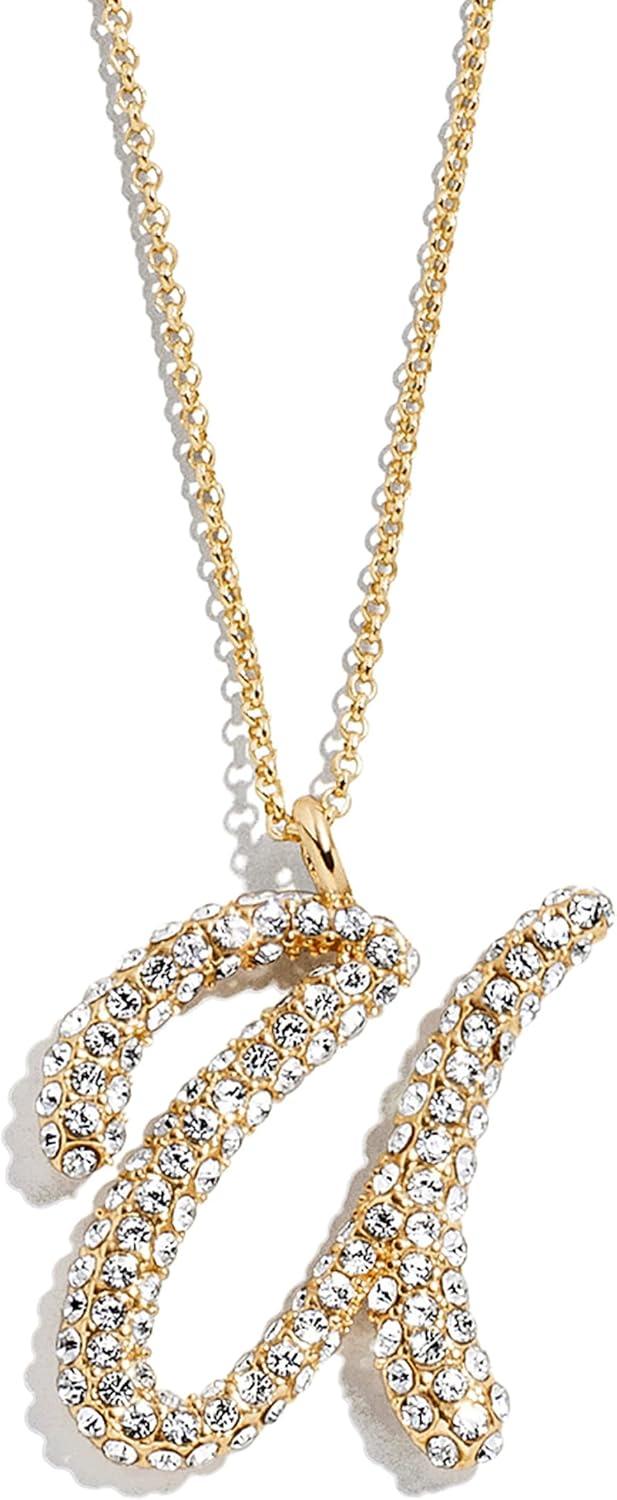 image:imageBaubleBar GoldPlated Initial Necklace Bubble or Signature Letter Pendant 17Inch Chain Necklace with Lobster Clasp Fashion Jewelry Perfect Personalized Gift for WomenU