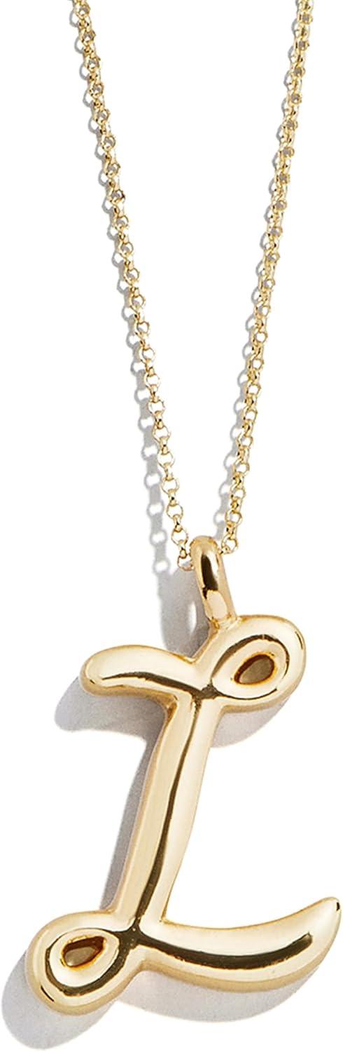 image:imageBaubleBar GoldPlated Initial Necklace Bubble or Signature Letter Pendant 17Inch Chain Necklace with Lobster Clasp Fashion Jewelry Perfect Personalized Gift for WomenL
