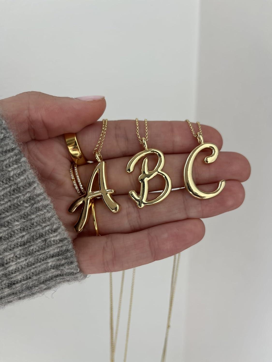 image:imageBaubleBar GoldPlated Initial Necklace Bubble or Signature Letter Pendant 17Inch Chain Necklace with Lobster Clasp Fashion Jewelry Perfect Personalized Gift for WomenM