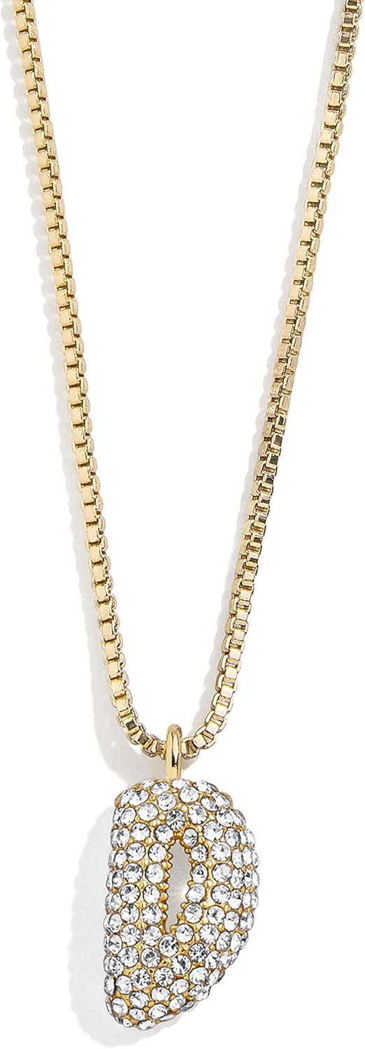 image:imageBaubleBar GoldPlated Initial Necklace Bubble or Signature Letter Pendant 17Inch Chain Necklace with Lobster Clasp Fashion Jewelry Perfect Personalized Gift for WomenD