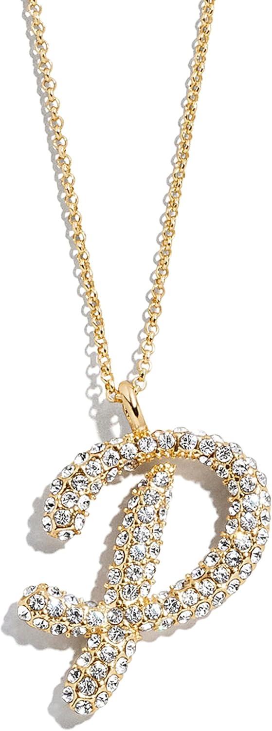 image:imageBaubleBar GoldPlated Initial Necklace Bubble or Signature Letter Pendant 17Inch Chain Necklace with Lobster Clasp Fashion Jewelry Perfect Personalized Gift for WomenP