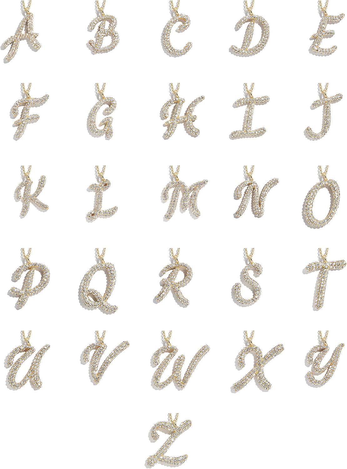 image:imageBaubleBar GoldPlated Initial Necklace Bubble or Signature Letter Pendant 17Inch Chain Necklace with Lobster Clasp Fashion Jewelry Perfect Personalized Gift for WomenN