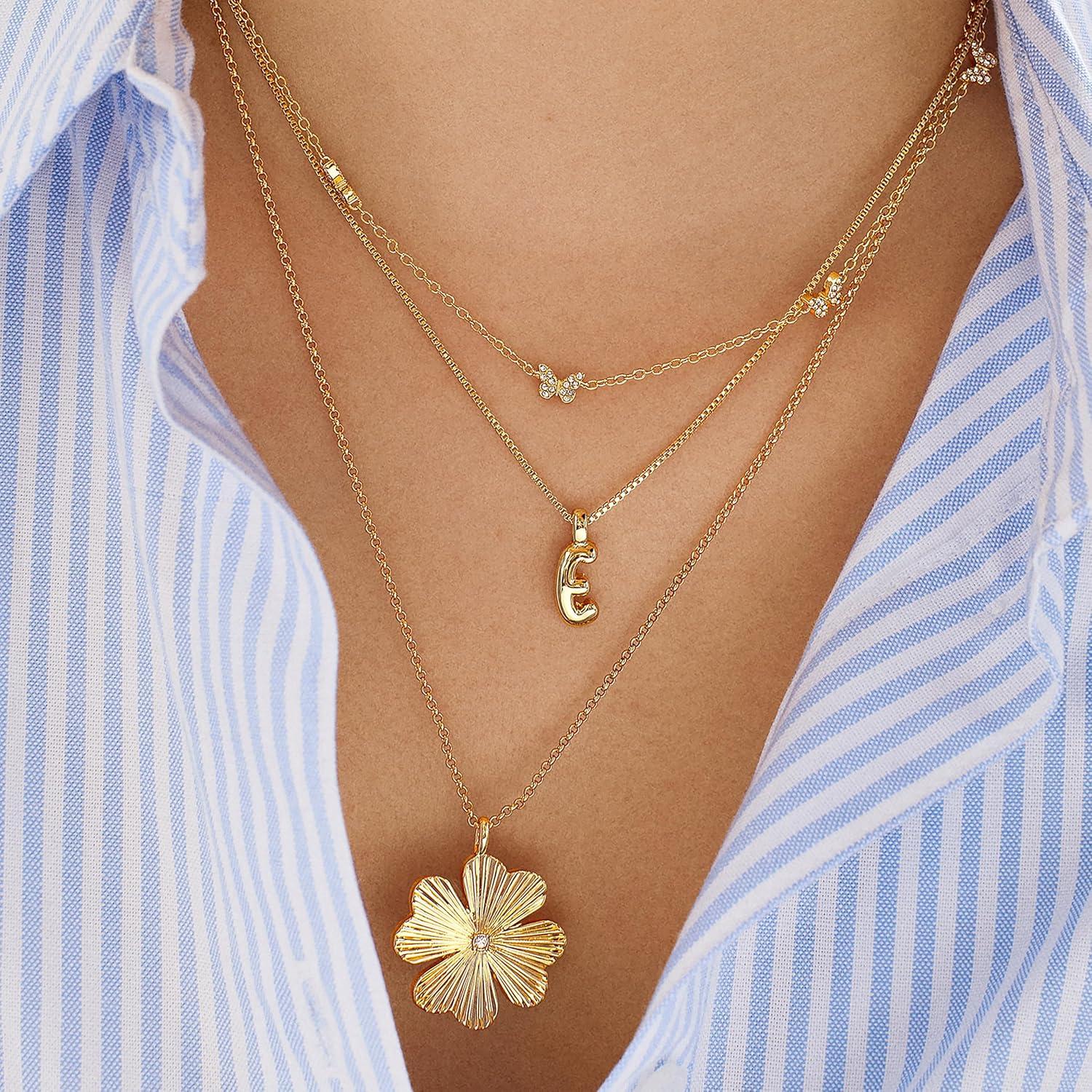 image:imageBaubleBar GoldPlated Initial Necklace Bubble or Signature Letter Pendant 17Inch Chain Necklace with Lobster Clasp Fashion Jewelry Perfect Personalized Gift for WomenP