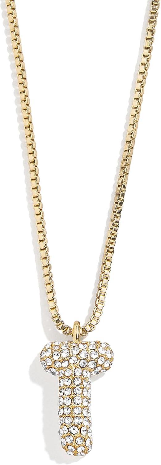 image:imageBaubleBar GoldPlated Initial Necklace Bubble or Signature Letter Pendant 17Inch Chain Necklace with Lobster Clasp Fashion Jewelry Perfect Personalized Gift for WomenT