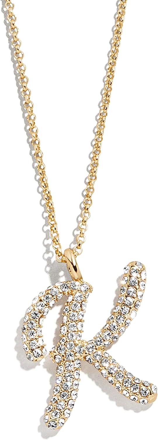 image:imageBaubleBar GoldPlated Initial Necklace Bubble or Signature Letter Pendant 17Inch Chain Necklace with Lobster Clasp Fashion Jewelry Perfect Personalized Gift for WomenK