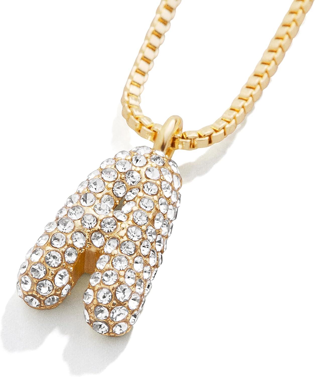 image:imageBaubleBar GoldPlated Initial Necklace Bubble or Signature Letter Pendant 17Inch Chain Necklace with Lobster Clasp Fashion Jewelry Perfect Personalized Gift for WomenN
