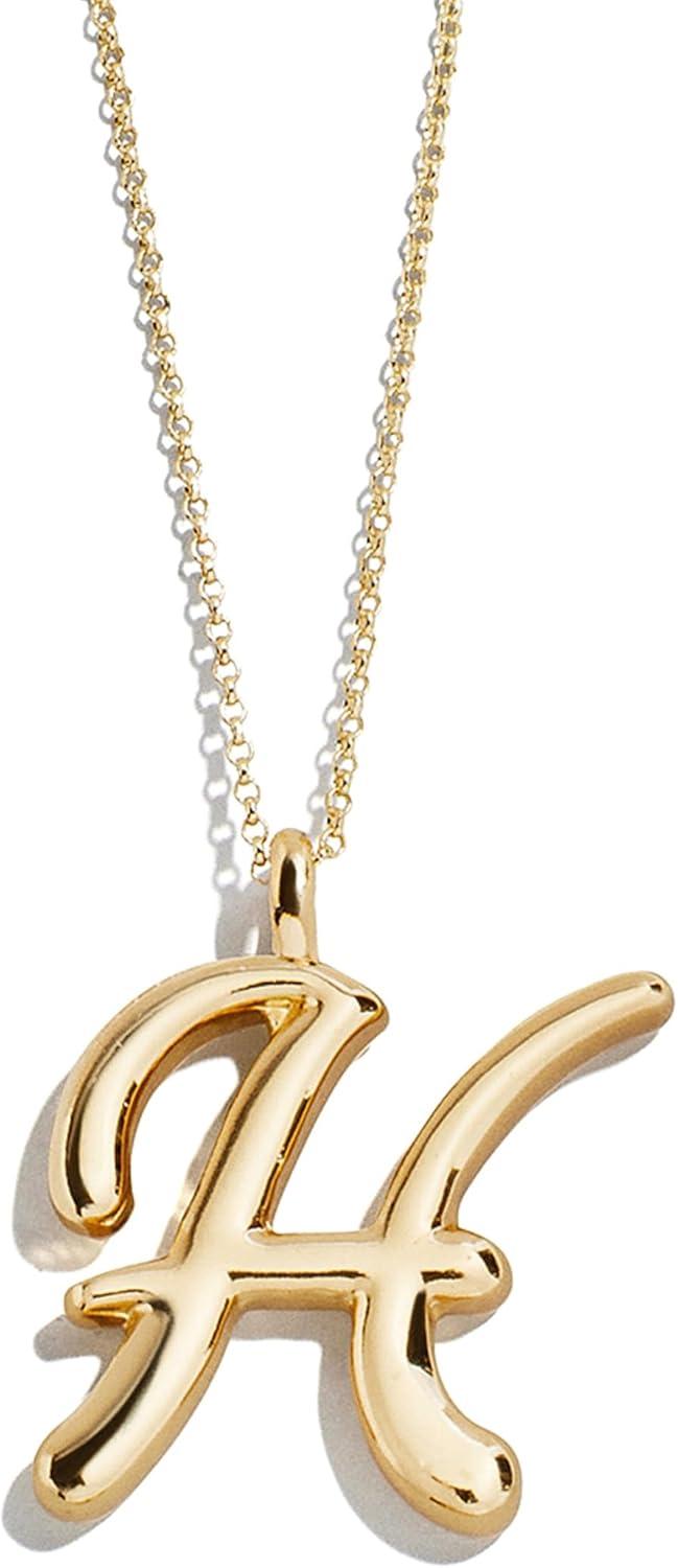 image:imageBaubleBar GoldPlated Initial Necklace Bubble or Signature Letter Pendant 17Inch Chain Necklace with Lobster Clasp Fashion Jewelry Perfect Personalized Gift for WomenH