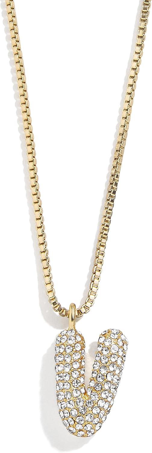 image:imageBaubleBar GoldPlated Initial Necklace Bubble or Signature Letter Pendant 17Inch Chain Necklace with Lobster Clasp Fashion Jewelry Perfect Personalized Gift for WomenV