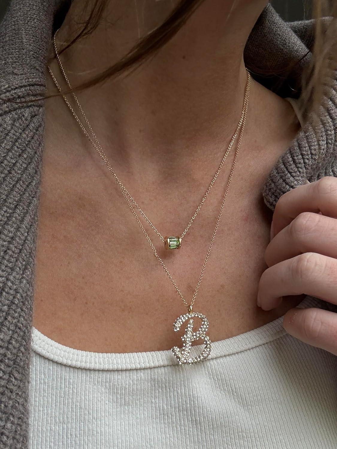 image:imageBaubleBar GoldPlated Initial Necklace Bubble or Signature Letter Pendant 17Inch Chain Necklace with Lobster Clasp Fashion Jewelry Perfect Personalized Gift for WomenS