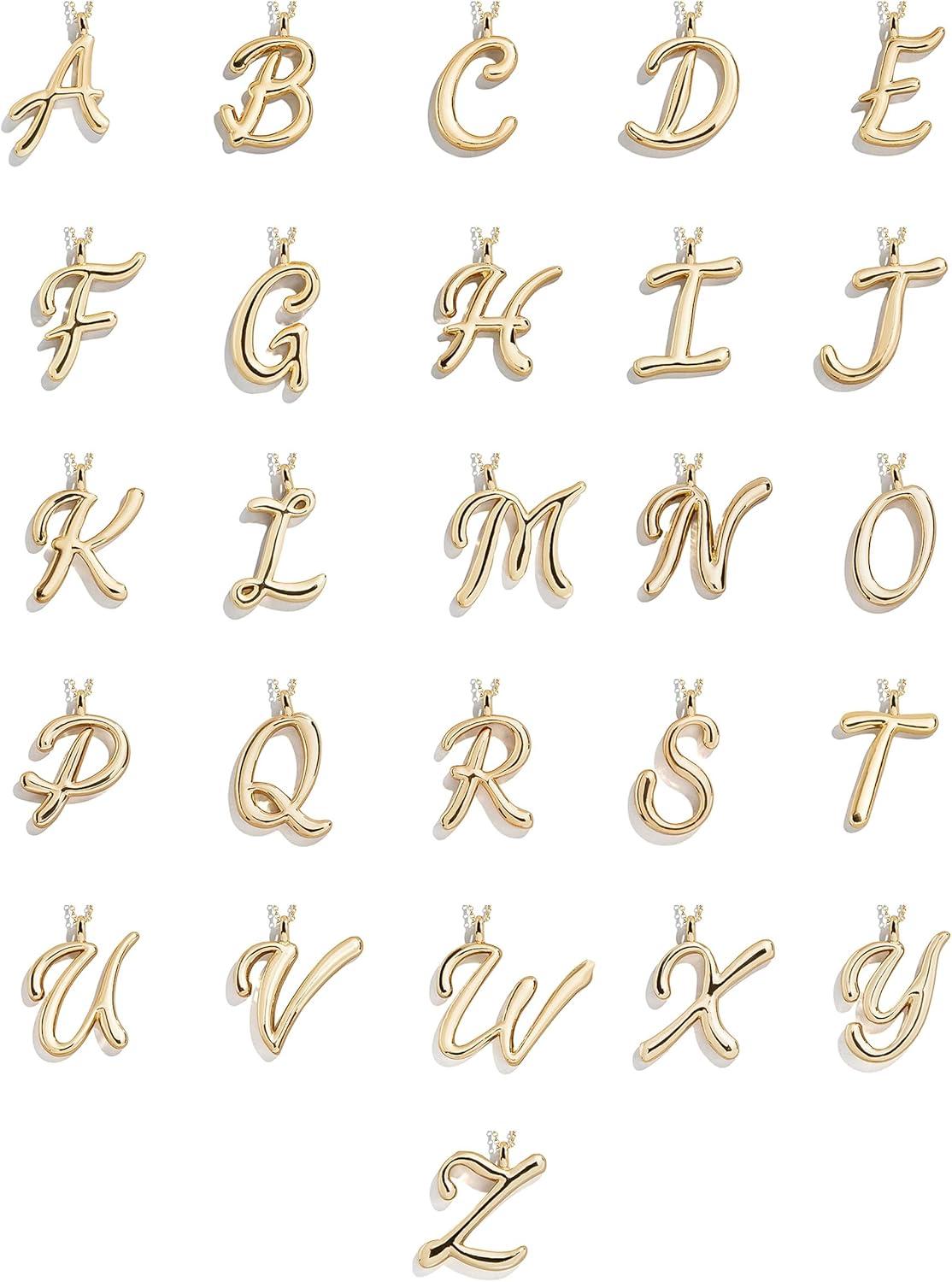 image:imageBaubleBar GoldPlated Initial Necklace Bubble or Signature Letter Pendant 17Inch Chain Necklace with Lobster Clasp Fashion Jewelry Perfect Personalized Gift for WomenP