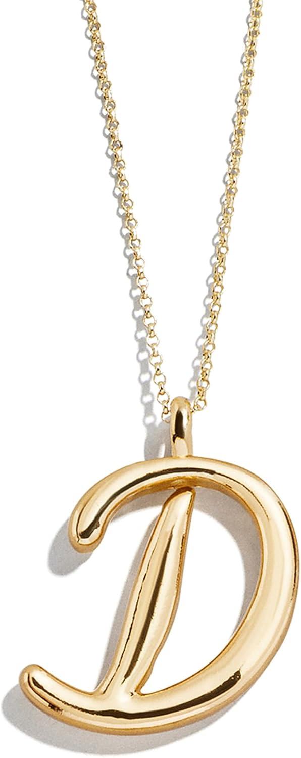 image:imageBaubleBar GoldPlated Initial Necklace Bubble or Signature Letter Pendant 17Inch Chain Necklace with Lobster Clasp Fashion Jewelry Perfect Personalized Gift for WomenD
