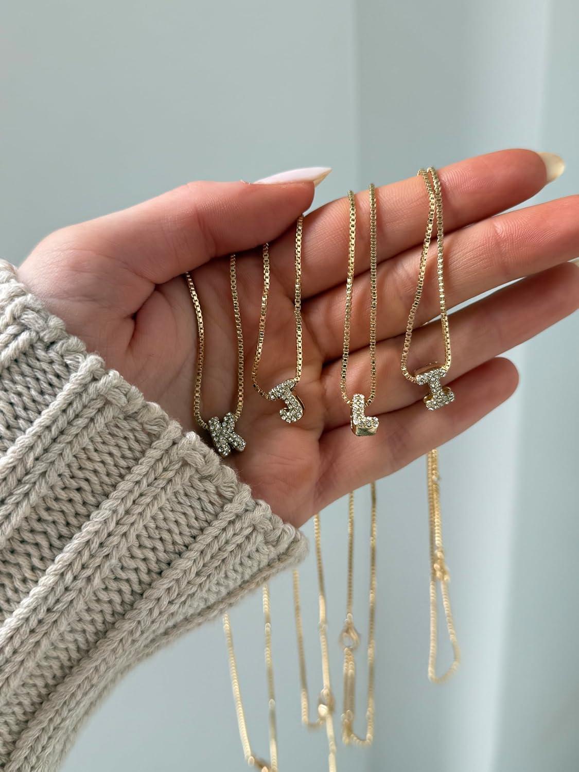 image:imageBaubleBar GoldPlated Initial Necklace Bubble or Signature Letter Pendant 17Inch Chain Necklace with Lobster Clasp Fashion Jewelry Perfect Personalized Gift for WomenL
