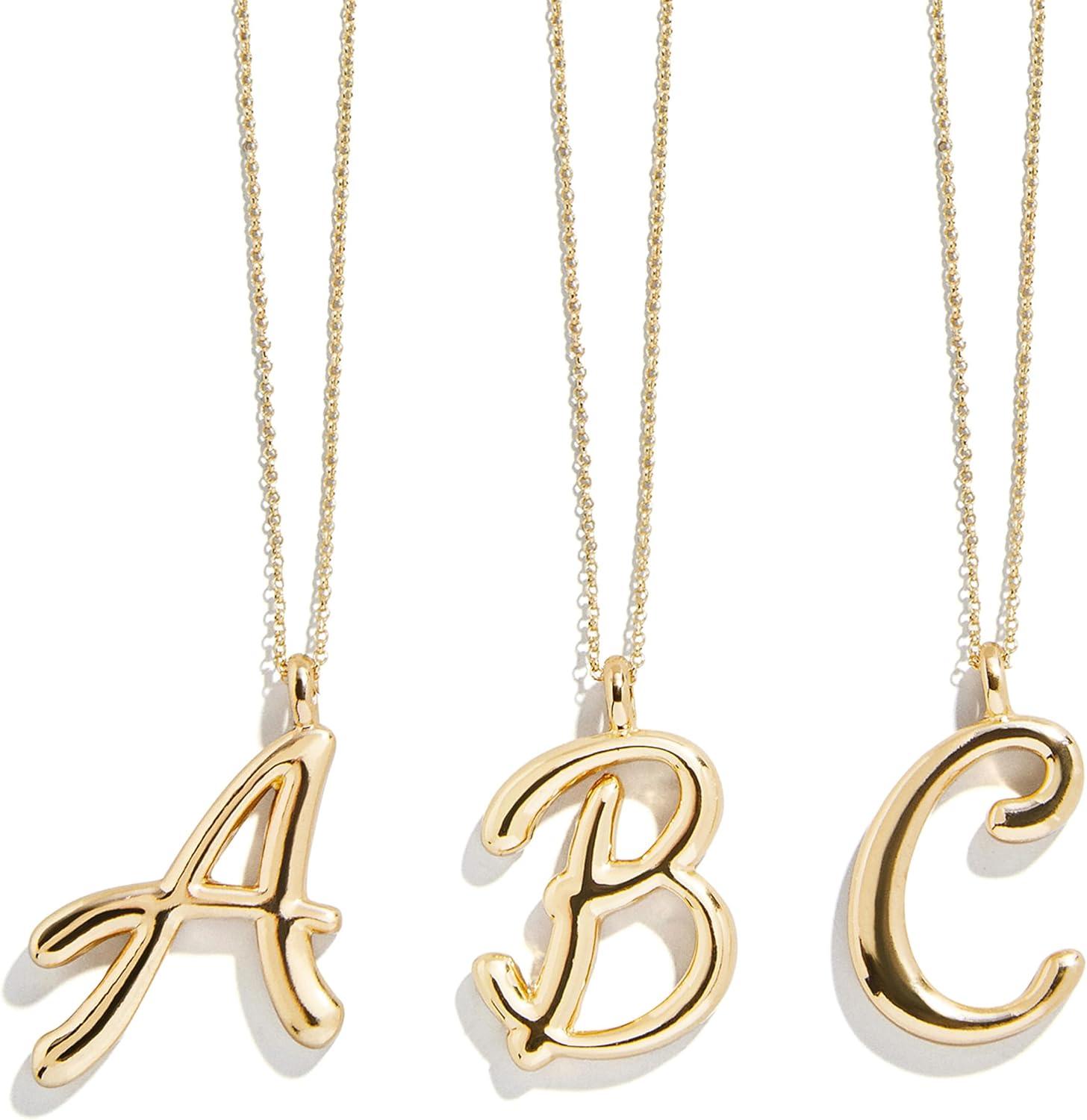 image:imageBaubleBar GoldPlated Initial Necklace Bubble or Signature Letter Pendant 17Inch Chain Necklace with Lobster Clasp Fashion Jewelry Perfect Personalized Gift for WomenF