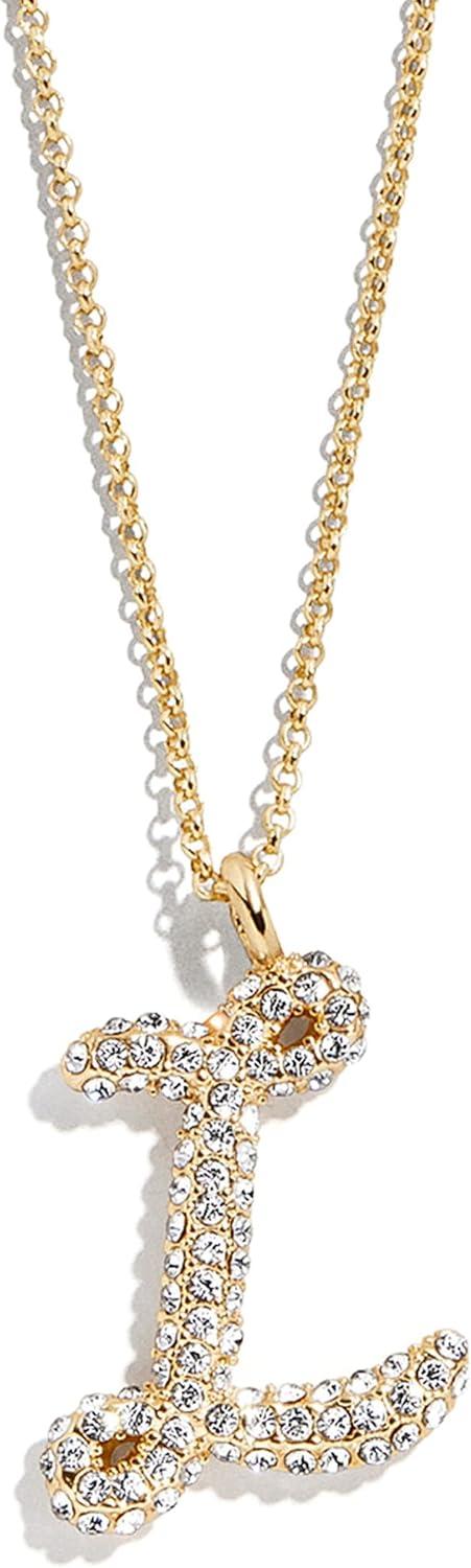 image:imageBaubleBar GoldPlated Initial Necklace Bubble or Signature Letter Pendant 17Inch Chain Necklace with Lobster Clasp Fashion Jewelry Perfect Personalized Gift for WomenL
