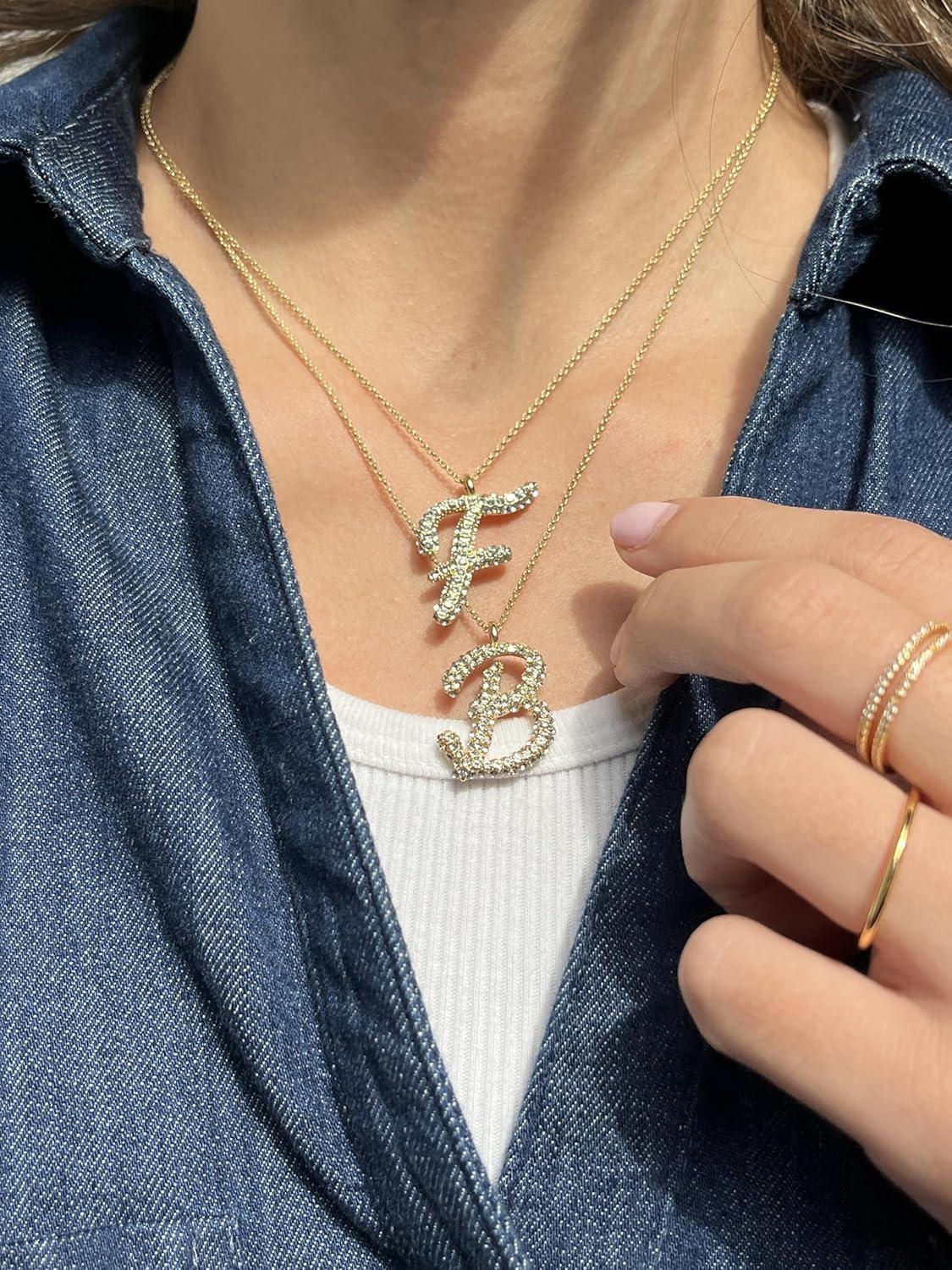 image:imageBaubleBar GoldPlated Initial Necklace Bubble or Signature Letter Pendant 17Inch Chain Necklace with Lobster Clasp Fashion Jewelry Perfect Personalized Gift for WomenV