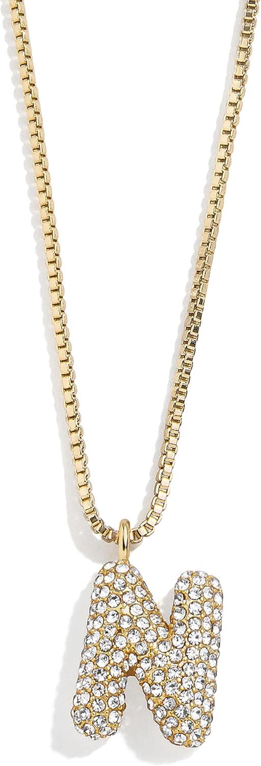 image:imageBaubleBar GoldPlated Initial Necklace Bubble or Signature Letter Pendant 17Inch Chain Necklace with Lobster Clasp Fashion Jewelry Perfect Personalized Gift for WomenN