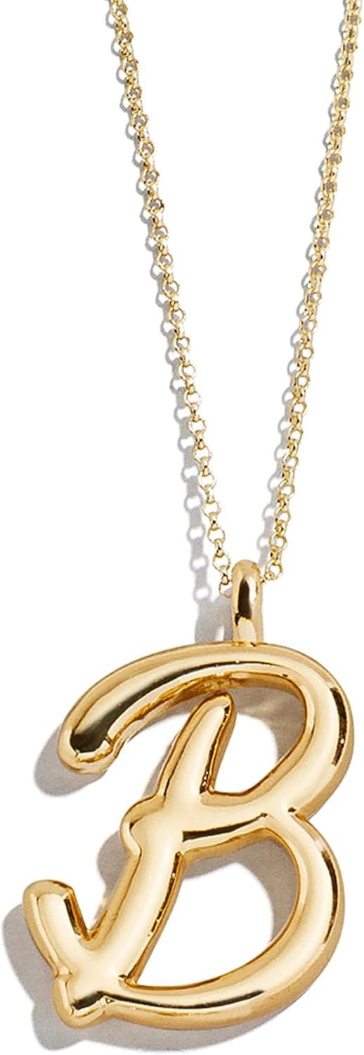 image:imageBaubleBar GoldPlated Initial Necklace Bubble or Signature Letter Pendant 17Inch Chain Necklace with Lobster Clasp Fashion Jewelry Perfect Personalized Gift for WomenB