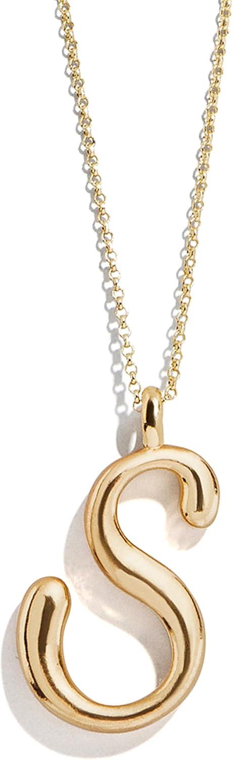 image:imageBaubleBar GoldPlated Initial Necklace Bubble or Signature Letter Pendant 17Inch Chain Necklace with Lobster Clasp Fashion Jewelry Perfect Personalized Gift for WomenS