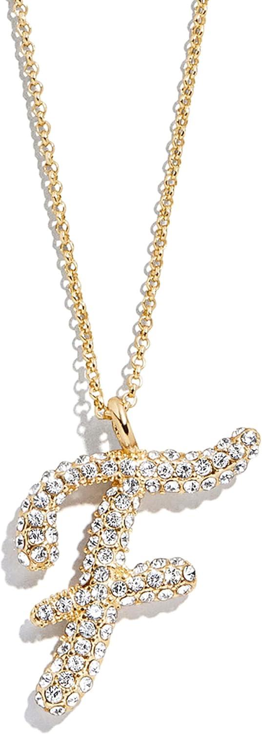 image:imageBaubleBar GoldPlated Initial Necklace Bubble or Signature Letter Pendant 17Inch Chain Necklace with Lobster Clasp Fashion Jewelry Perfect Personalized Gift for WomenF