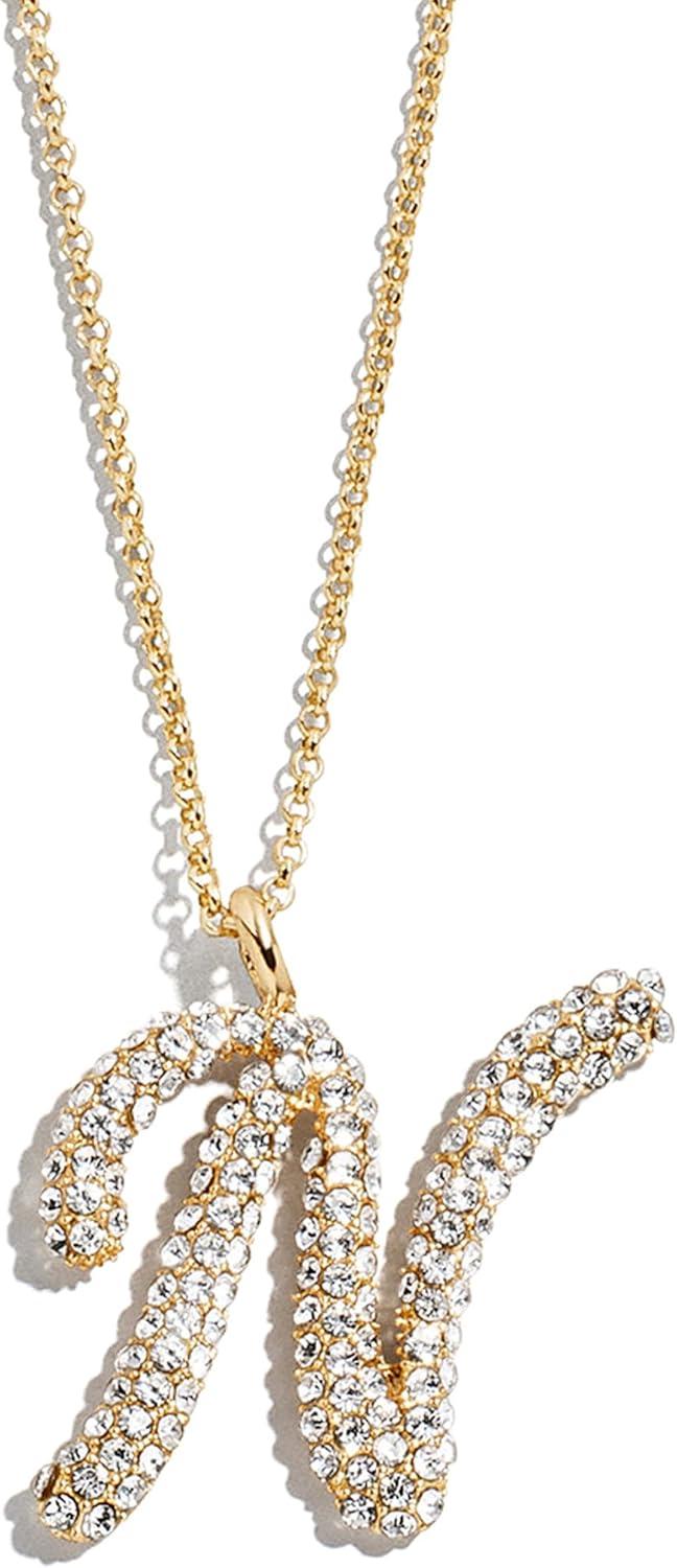 image:imageBaubleBar GoldPlated Initial Necklace Bubble or Signature Letter Pendant 17Inch Chain Necklace with Lobster Clasp Fashion Jewelry Perfect Personalized Gift for WomenN