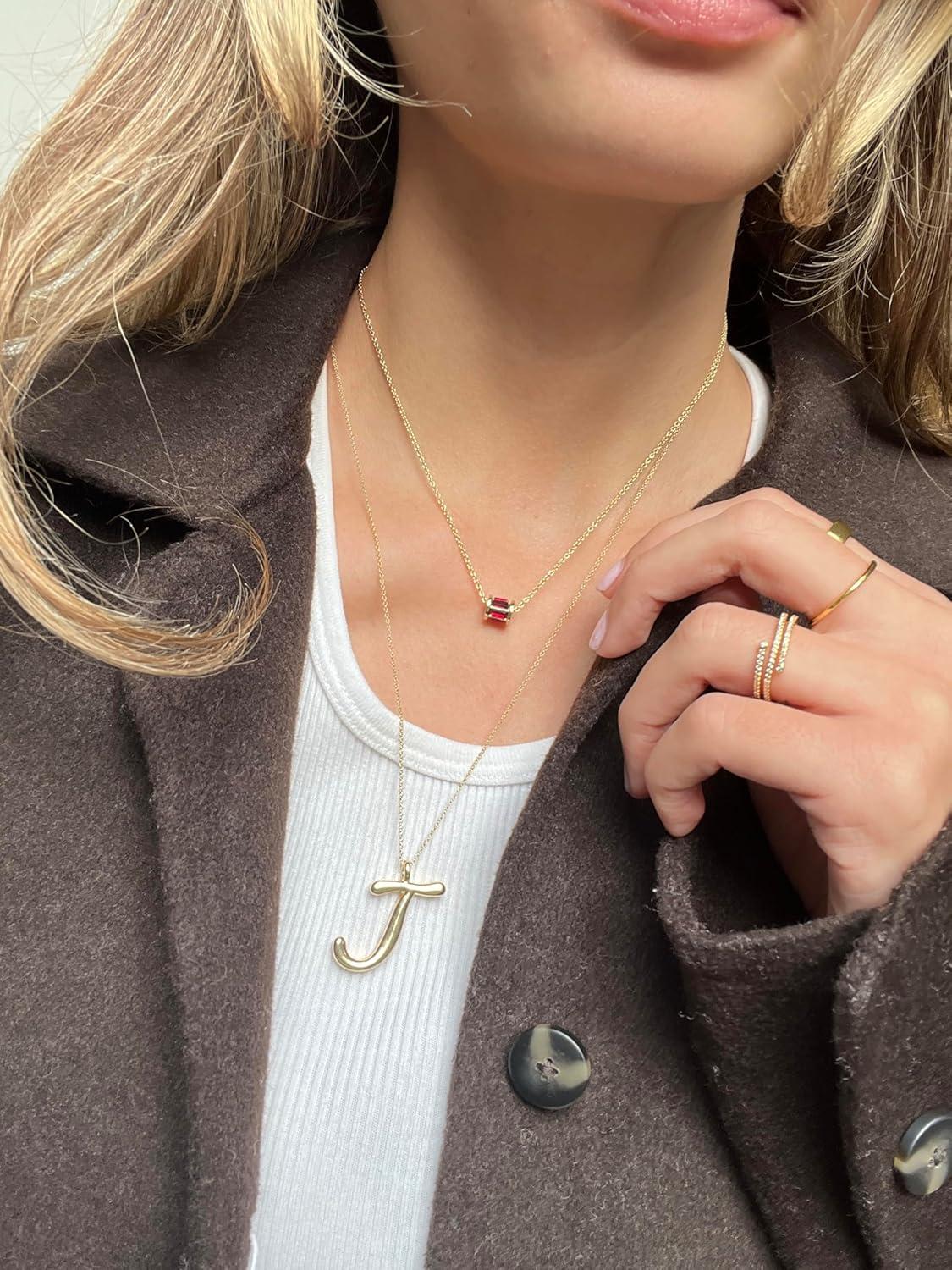 image:imageBaubleBar GoldPlated Initial Necklace Bubble or Signature Letter Pendant 17Inch Chain Necklace with Lobster Clasp Fashion Jewelry Perfect Personalized Gift for WomenC