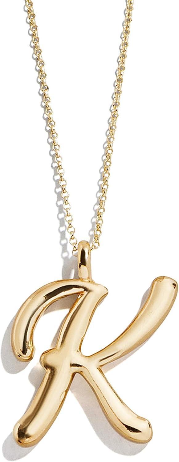 image:imageBaubleBar GoldPlated Initial Necklace Bubble or Signature Letter Pendant 17Inch Chain Necklace with Lobster Clasp Fashion Jewelry Perfect Personalized Gift for WomenK