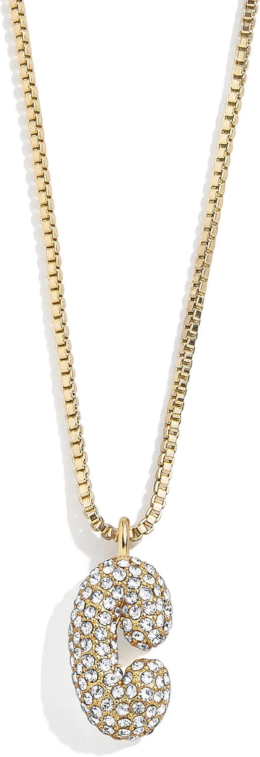 image:imageBaubleBar GoldPlated Initial Necklace Bubble or Signature Letter Pendant 17Inch Chain Necklace with Lobster Clasp Fashion Jewelry Perfect Personalized Gift for WomenC