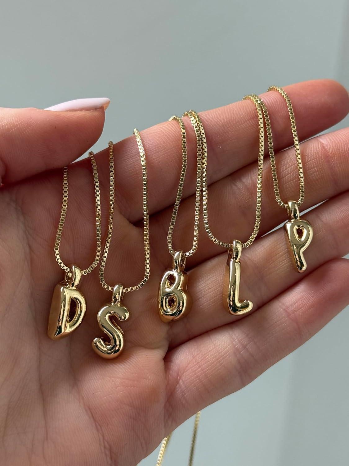 image:imageBaubleBar GoldPlated Initial Necklace Bubble or Signature Letter Pendant 17Inch Chain Necklace with Lobster Clasp Fashion Jewelry Perfect Personalized Gift for WomenL