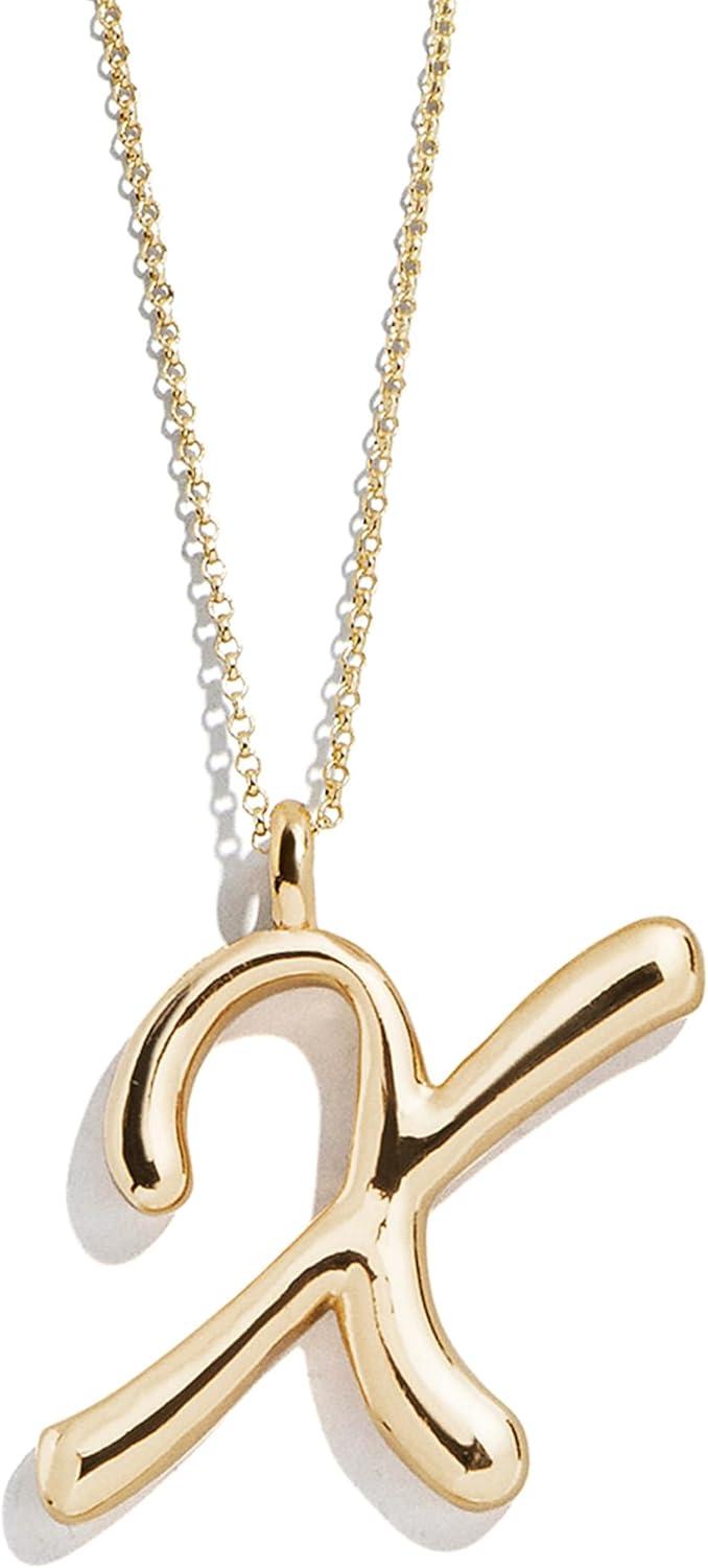image:imageBaubleBar GoldPlated Initial Necklace Bubble or Signature Letter Pendant 17Inch Chain Necklace with Lobster Clasp Fashion Jewelry Perfect Personalized Gift for WomenX