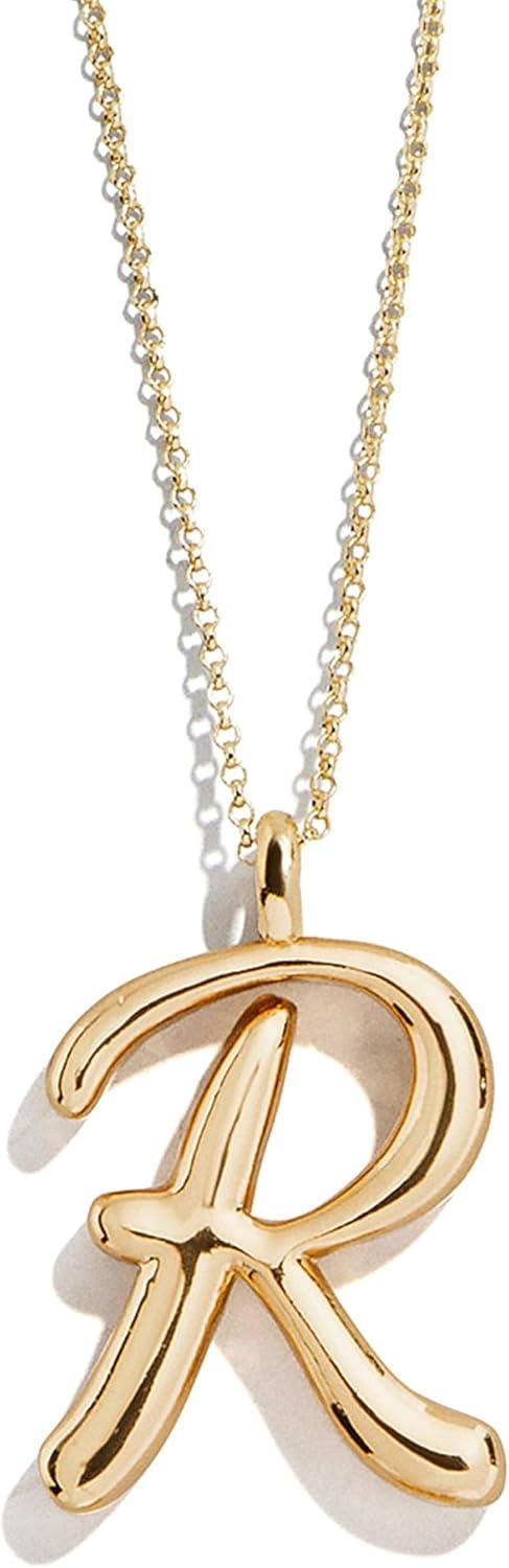 image:imageBaubleBar GoldPlated Initial Necklace Bubble or Signature Letter Pendant 17Inch Chain Necklace with Lobster Clasp Fashion Jewelry Perfect Personalized Gift for WomenR