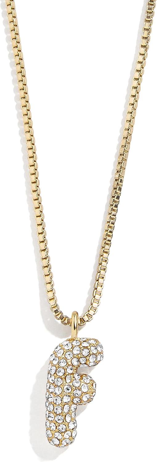 image:imageBaubleBar GoldPlated Initial Necklace Bubble or Signature Letter Pendant 17Inch Chain Necklace with Lobster Clasp Fashion Jewelry Perfect Personalized Gift for WomenF