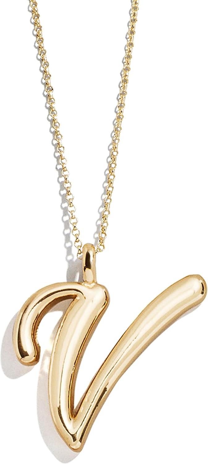 image:imageBaubleBar GoldPlated Initial Necklace Bubble or Signature Letter Pendant 17Inch Chain Necklace with Lobster Clasp Fashion Jewelry Perfect Personalized Gift for WomenV