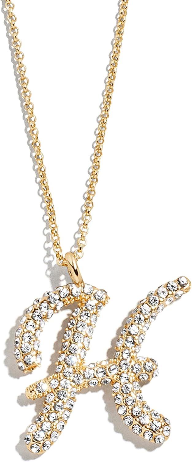 image:imageBaubleBar GoldPlated Initial Necklace Bubble or Signature Letter Pendant 17Inch Chain Necklace with Lobster Clasp Fashion Jewelry Perfect Personalized Gift for WomenH