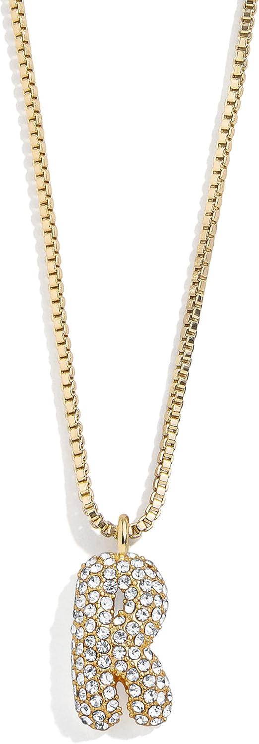 image:imageBaubleBar GoldPlated Initial Necklace Bubble or Signature Letter Pendant 17Inch Chain Necklace with Lobster Clasp Fashion Jewelry Perfect Personalized Gift for WomenR