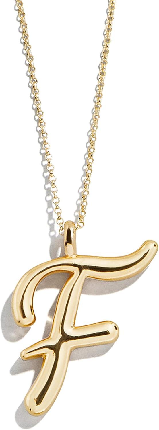 image:imageBaubleBar GoldPlated Initial Necklace Bubble or Signature Letter Pendant 17Inch Chain Necklace with Lobster Clasp Fashion Jewelry Perfect Personalized Gift for WomenF