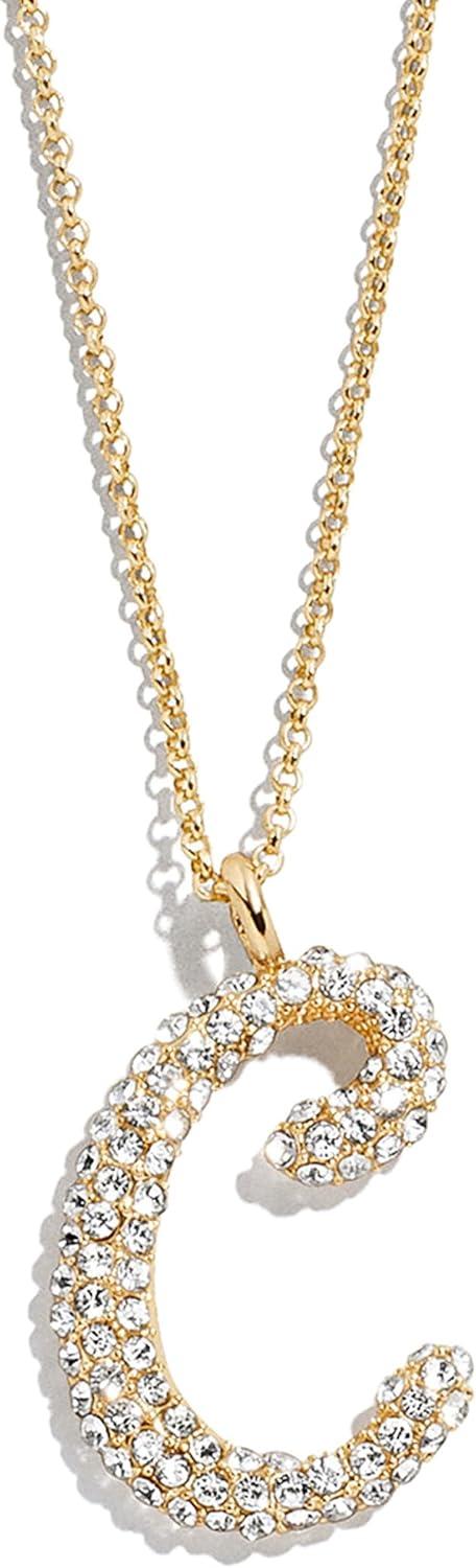 image:imageBaubleBar GoldPlated Initial Necklace Bubble or Signature Letter Pendant 17Inch Chain Necklace with Lobster Clasp Fashion Jewelry Perfect Personalized Gift for WomenC