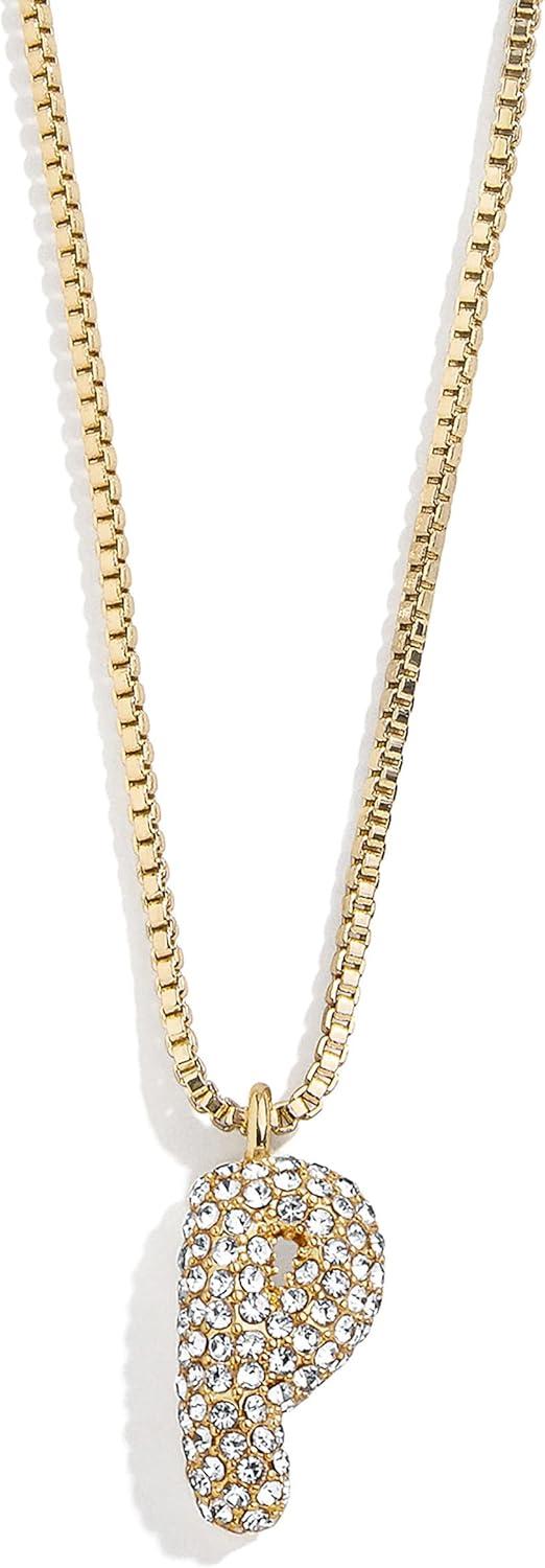 image:imageBaubleBar GoldPlated Initial Necklace Bubble or Signature Letter Pendant 17Inch Chain Necklace with Lobster Clasp Fashion Jewelry Perfect Personalized Gift for WomenP