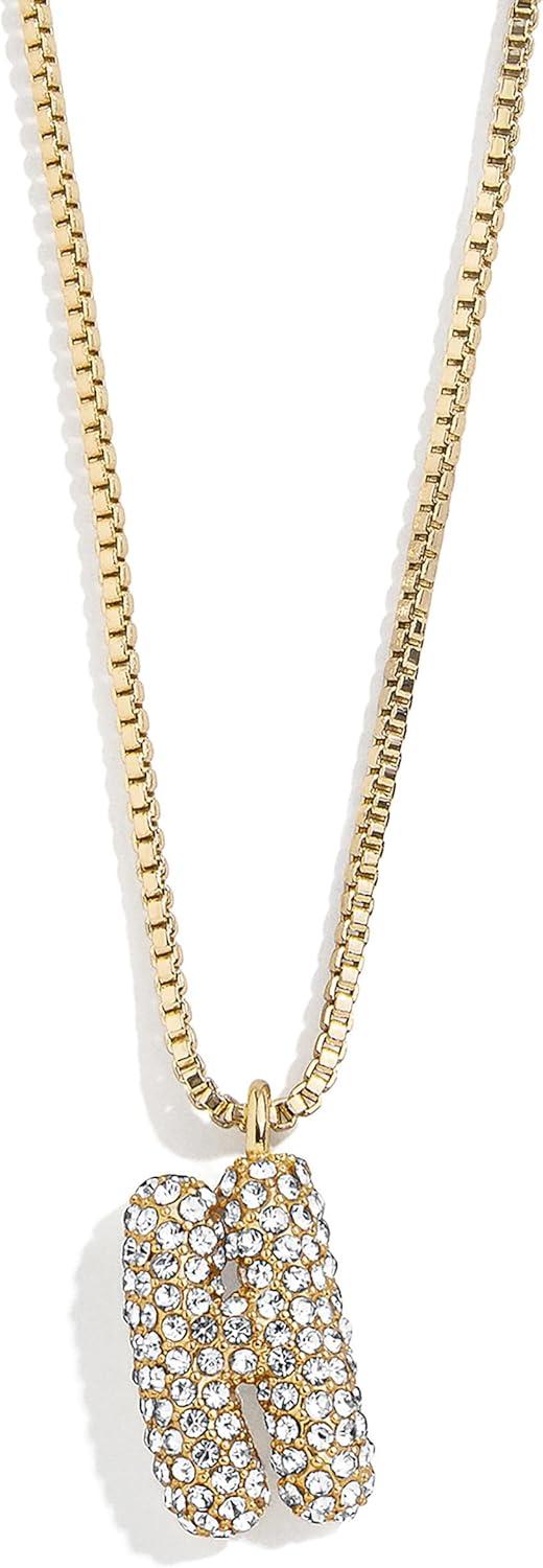 image:imageBaubleBar GoldPlated Initial Necklace Bubble or Signature Letter Pendant 17Inch Chain Necklace with Lobster Clasp Fashion Jewelry Perfect Personalized Gift for WomenH