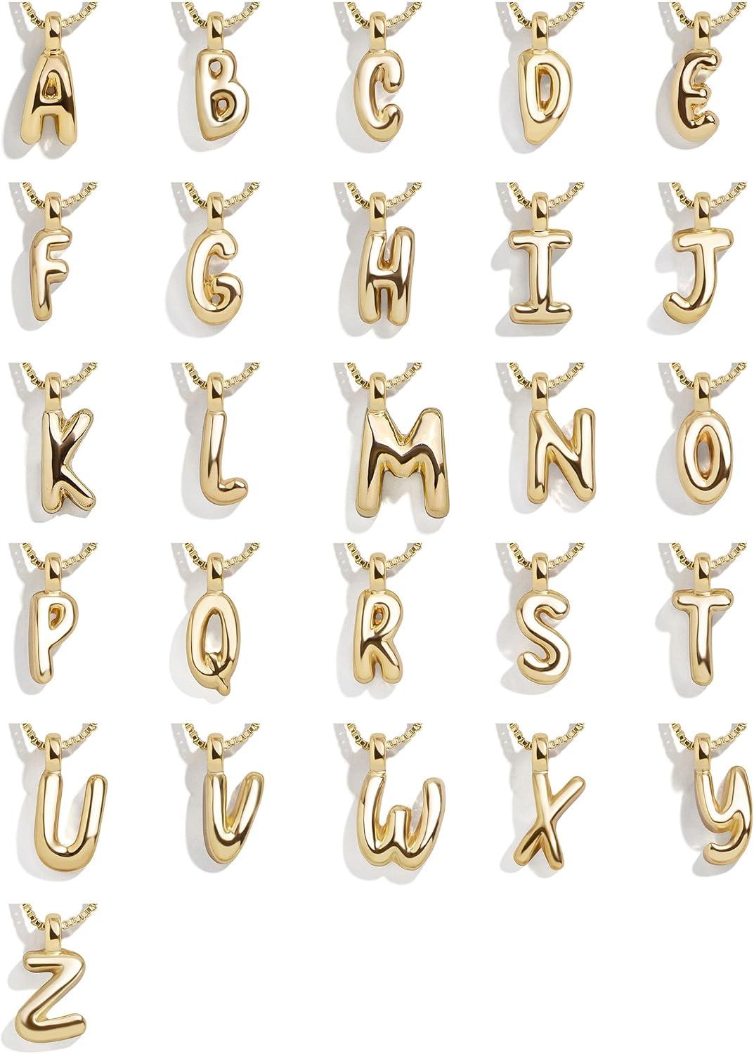 image:imageBaubleBar GoldPlated Initial Necklace Bubble or Signature Letter Pendant 17Inch Chain Necklace with Lobster Clasp Fashion Jewelry Perfect Personalized Gift for WomenL