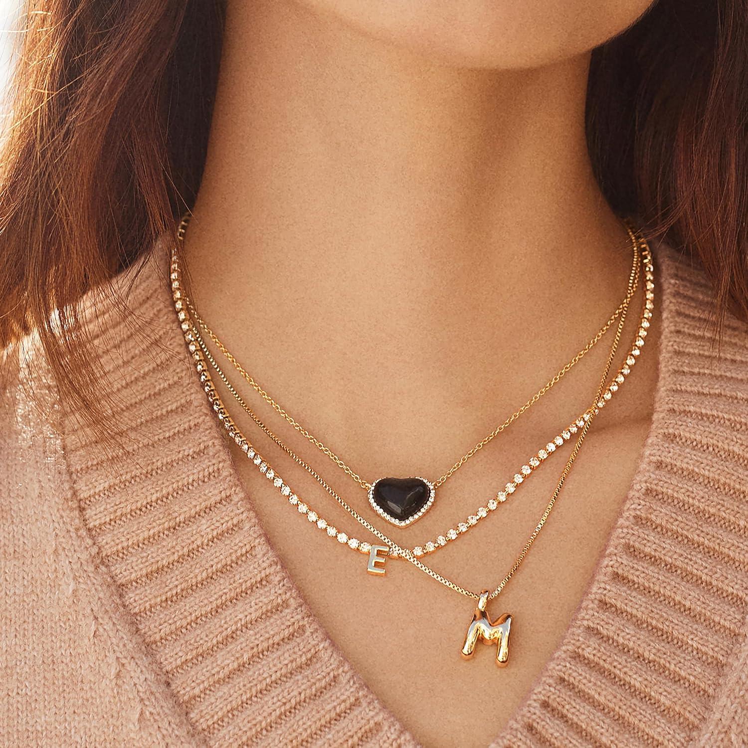 image:imageBaubleBar GoldPlated Initial Necklace Bubble or Signature Letter Pendant 17Inch Chain Necklace with Lobster Clasp Fashion Jewelry Perfect Personalized Gift for WomenX