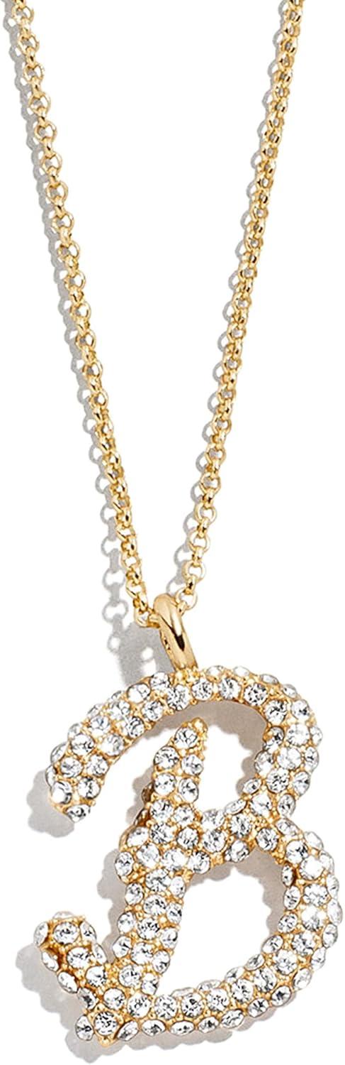 image:imageBaubleBar GoldPlated Initial Necklace Bubble or Signature Letter Pendant 17Inch Chain Necklace with Lobster Clasp Fashion Jewelry Perfect Personalized Gift for WomenB
